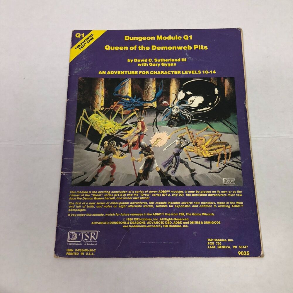 Advanced Dungeons & Dragons Module Q1 Queen of the Demonweb Pits 1980 TSR Games
